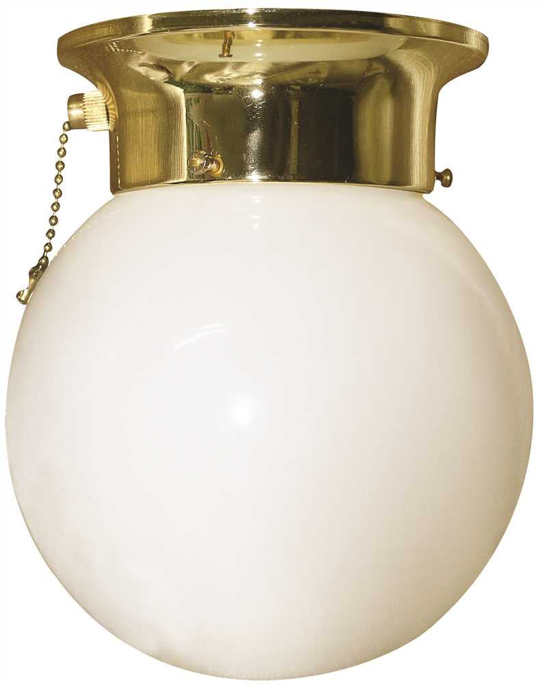 Royal Cove Globe Ceiling Fixture, 6", Polished Brass, Uses 1 60-watt Incandescent Medium Base Bulb