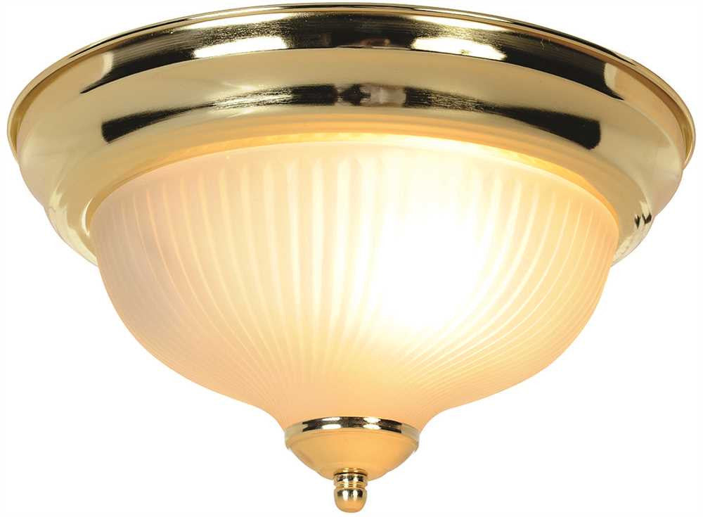 Decorative Surface Mount Ceiling Fixture, Maximum One 75 Watt Incandescent Medium Base Bulb, 10-7-8", Polished Brass