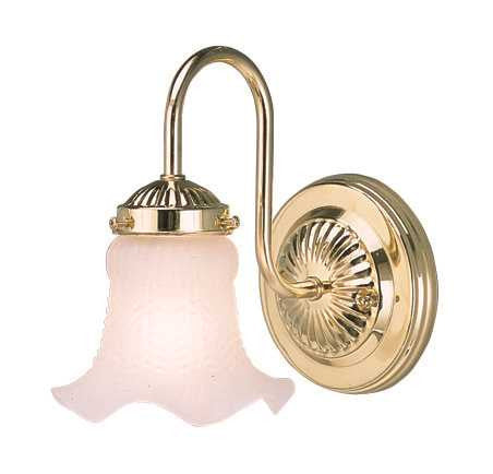 Decorative Wall Fixture With Fluted Glass, Maximum One 60 Watt Incandescent Medium Base Bulb, 8-1-2", Polished Brass