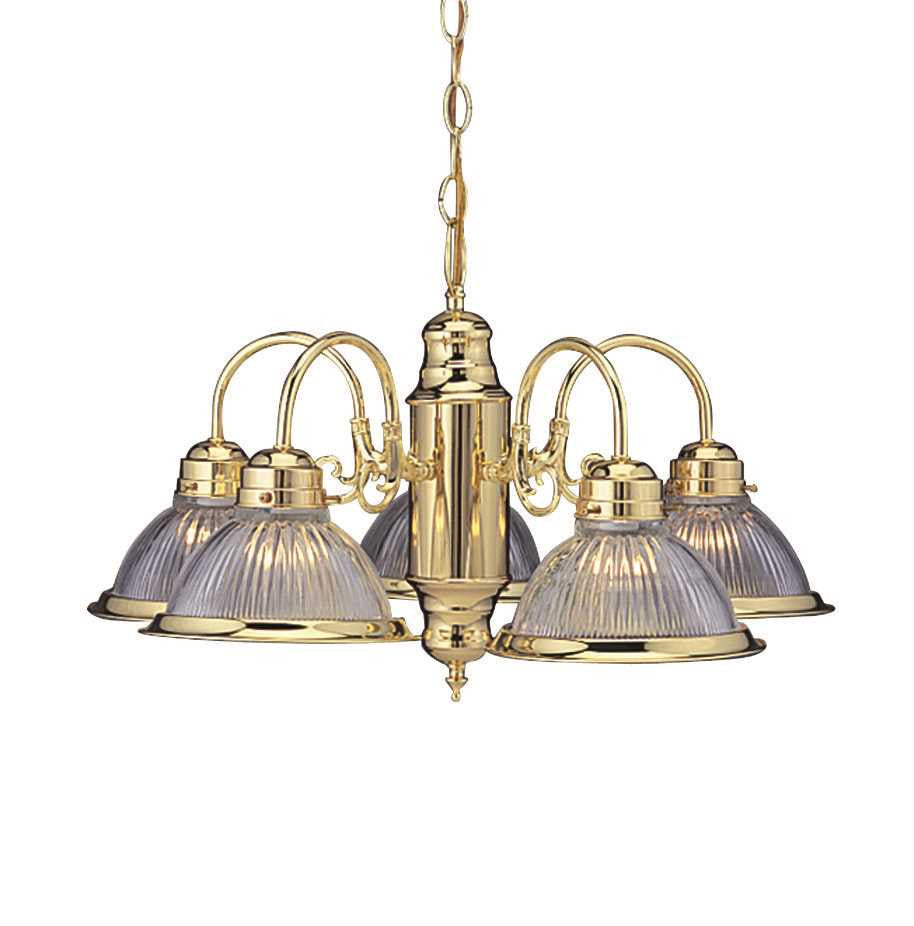 Traditional Chandelier Ceiling Fixture, Maximum Five 60 Watt Medium Base Bulbs, 24 In., Polished Brass