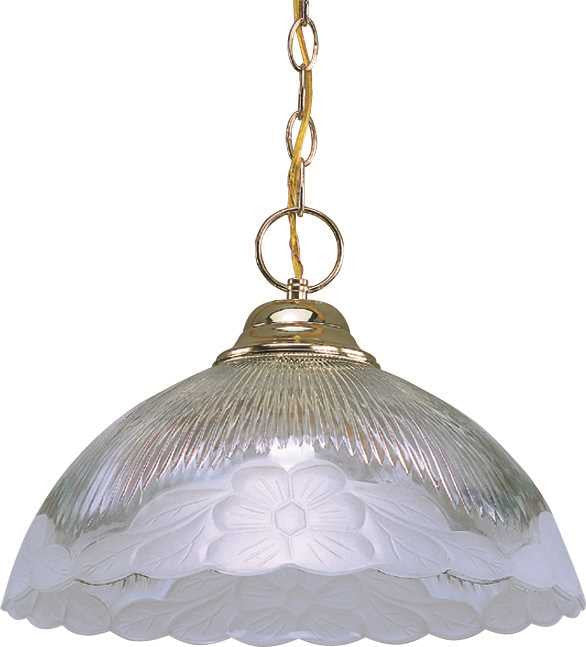 Decorative Pendant Ceiling Fixture, Maximum One 150 Watt Incandescent Medium Base Bulb, 14-3-4 In., Polished Brass