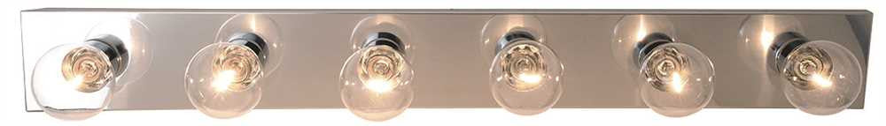 Royal Cove Vanity Strip Light Fixture, 36", Polished Chrome, Uses 6 60-watt Incandescent G25 Medium Base Bulbs