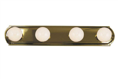 Beveled Edge Vanity Strip Light Fixture, Maximum Four 60 Watt Incandescent G-25 Medium Base Bulbs, 24", Polished Brass