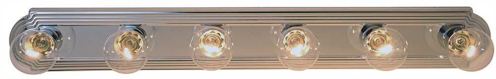 Beveled Edge Vanity Strip Light Fixture, Maximum 6 60 Watt Incandescent G-25 Medium Base Bulbs, 36 In., Polished Chrome