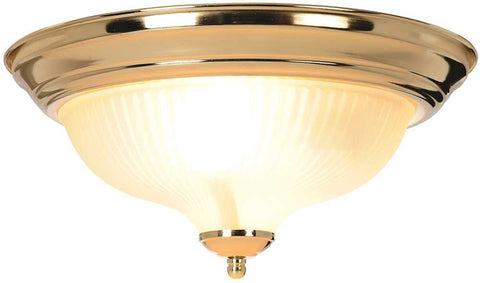 Decorative Surface Mount Ceiling Fixture, Maximum Two 75 Watt Incandescent Medium Base Bulbs, 13", Polished Brass