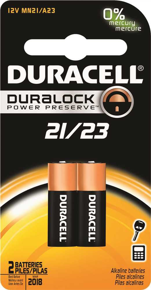 Duracell Battery A23 Alkaline, 2 Pack