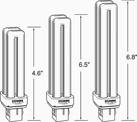 Sylvania Dulux&reg; D Ecologic&reg; Pl Type Compact Fluorescent Lamp, T4x2, Dual Tube, 13 Watt, 2700k, Gx23-2, 120 Volts