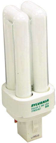 Sylvania Dulux&reg; D-e Ecologic&reg; Pl Type Compact Fluorescent Lamp, T4x2, Dual Tube, 13 Watt, 3500k, 82 Cri, G24q-1