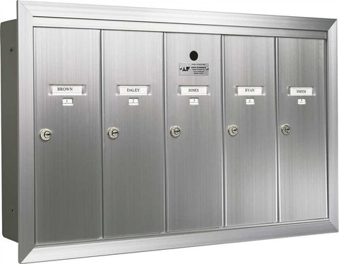 Auth-florence Recessed Vertical Mailbox 4 Compartment Aluminum