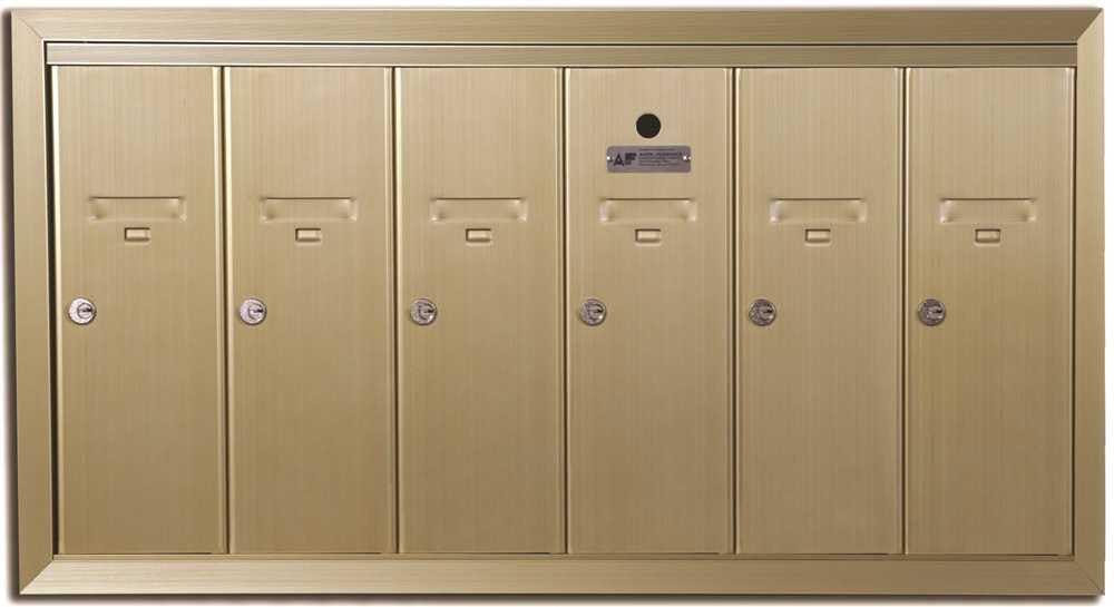 Auth-florence Recessed Vertical 6 Compartment Mailbox, Gold