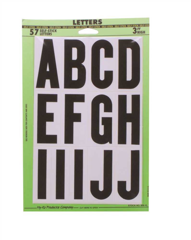 Vinyl Mailbox Stickers, Letters A-z, Black On White, 3-1-4"