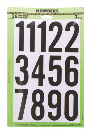 Vinyl Mailbox Stickers, Number 0-9, Black On White, 3-1-4"