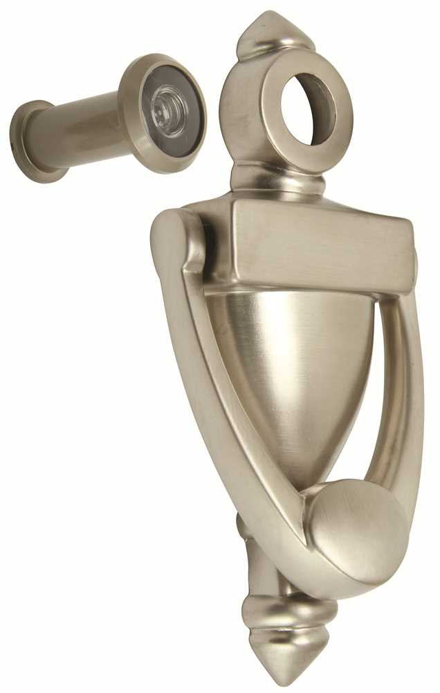 Door Knocker And 180 Degree Viewer Satin Nickel