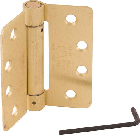 Spring Hinge 4" X 4" Satin Brass