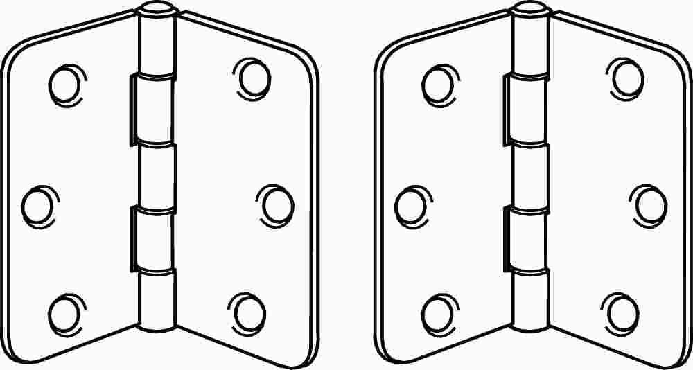 Anvil Mark&reg; Butt Hinges, 1-4 In. Radius Corner, 3-1-2 In., Bright Brass, 2 Per Pack