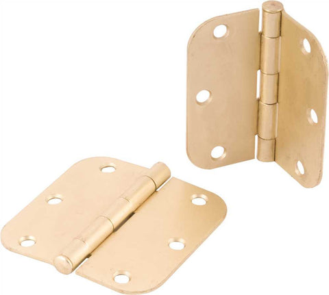 Anvil Mark&reg; Butt Hinges, 5-8 In. Radius Corner, 3-1-2 In., Satin Brass, 2 Per Pack