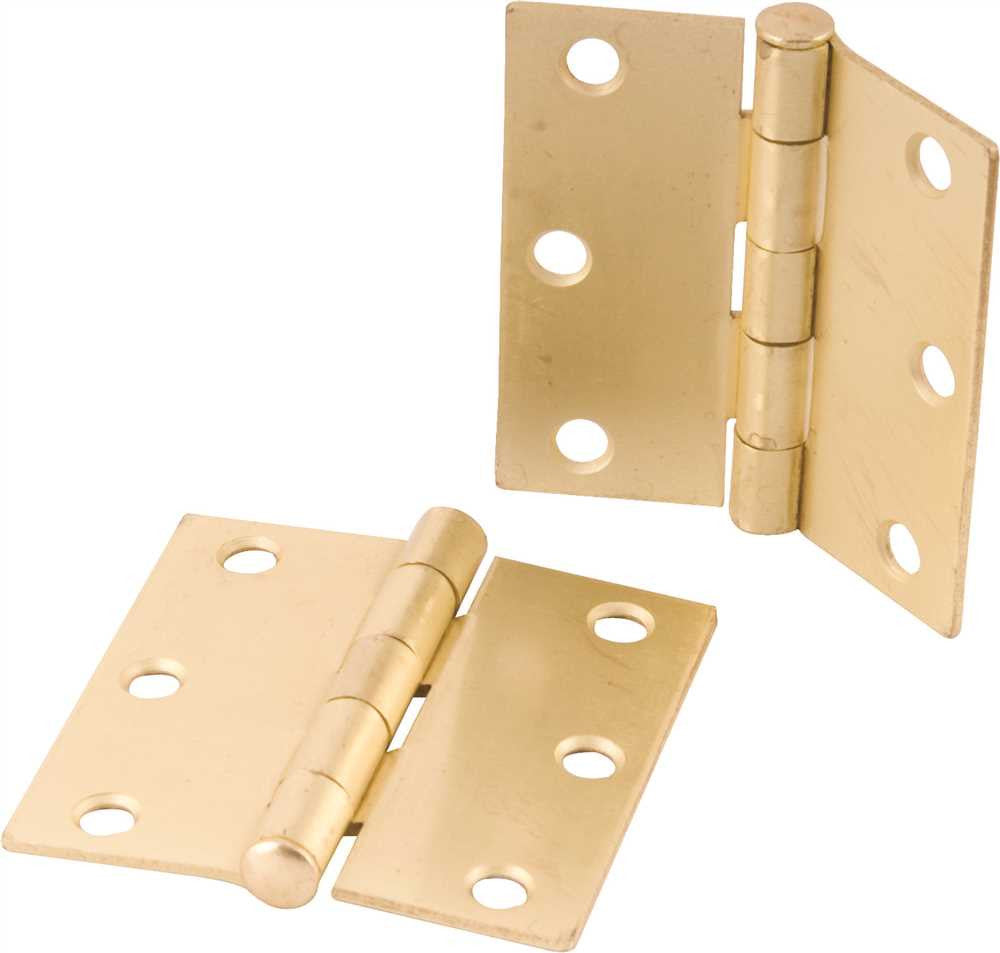 Anvil Mark&reg; Butt Hinges, Square Corner, 3 In., Satin Brass, 2 Per Pack