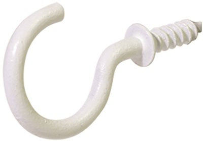 Cup Hook, Vinyl Coated, White, Pack Of 5