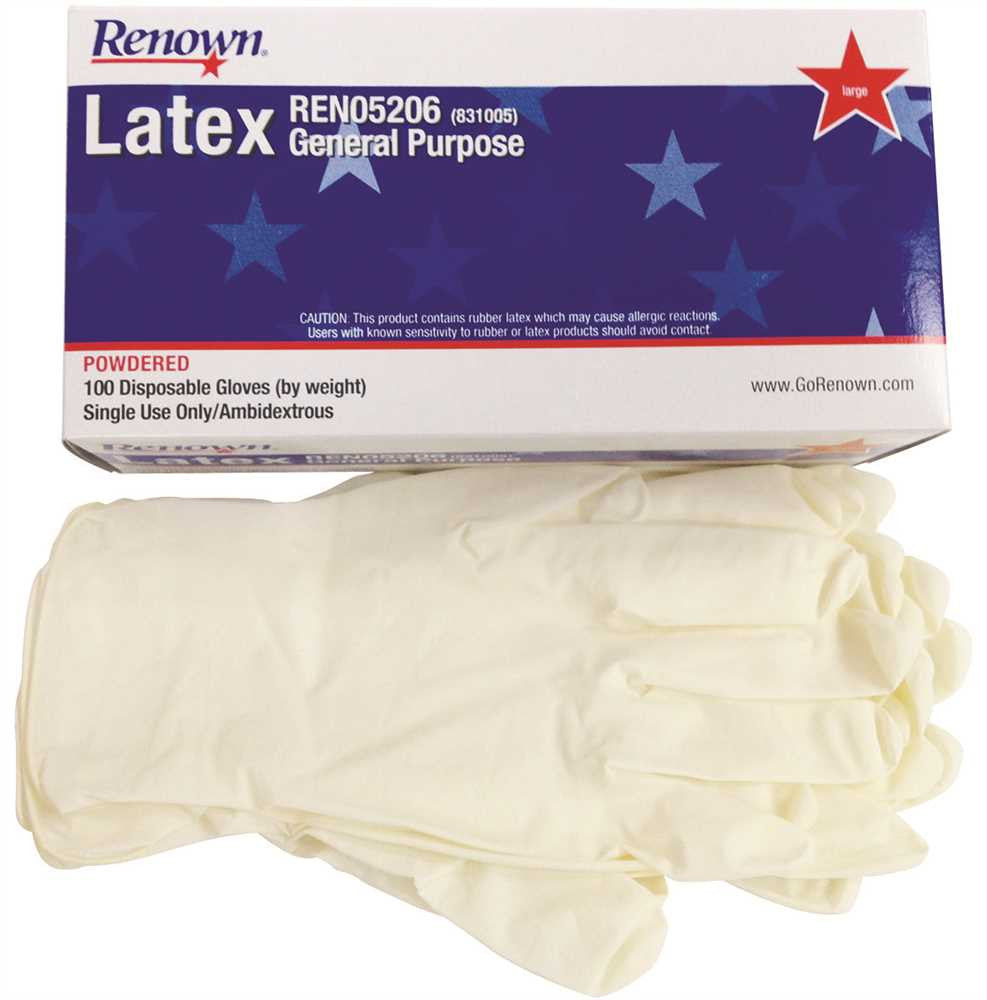 Renown&reg; Disposable Powdered General Purpose Latex Gloves, Natural, Large, 5 Mil, 100 Gloves Per Box