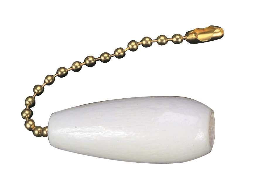 Polished Brass Pull Chain With Wood Pull, 12 In.