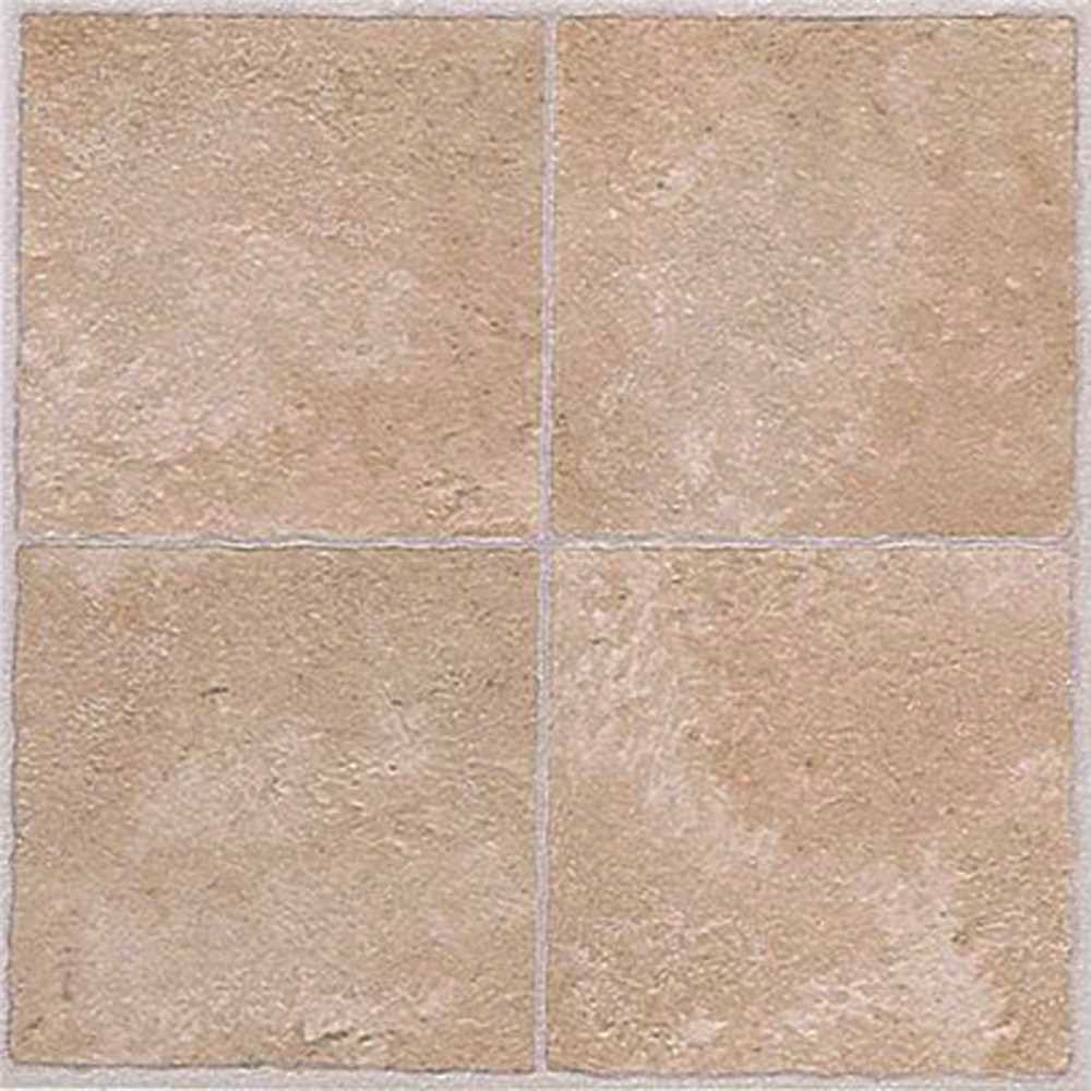 Winton&reg; Self-adhesive Vinyl Floor Tile, Beige, 12x12 In., 1.1 Mm