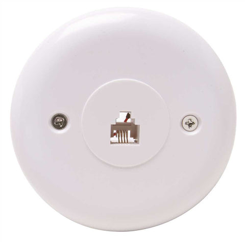 Telephone Modular Flush Mount Round Jack White