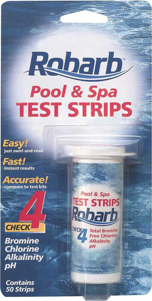 Robarb&trade; 4 Way Pool Test Strips, 50 Strips Per Bottle