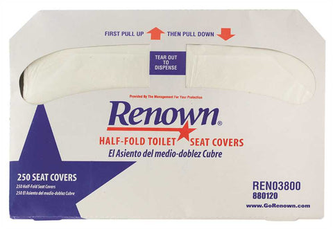 Renown&reg; Half-fold Toilet Seat Covers, 250 Sheets Per Pack, 20 Packs Per Case