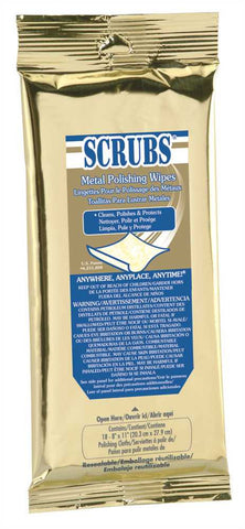 Scrubs&reg;  Metal Polish Wipes, 18 Towels Per Packet