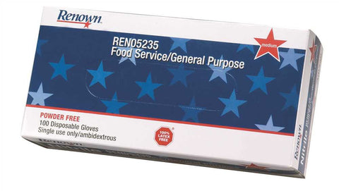 Renown&reg; Disposable Powdered General Purpose Latex Gloves, Natural, Medium, 5 Mil, 100 Gloves Per Box