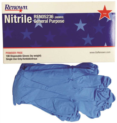 Renown&reg; General Purpose Nitrile Gloves, Large, Powder-free, 100 Gloves Per Box