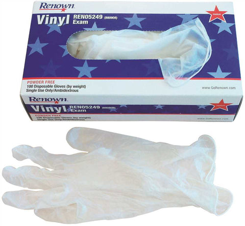 Renown&reg; Medium Vinyl Exam Gloves, 5 Mil, 100 Gloves Per Box