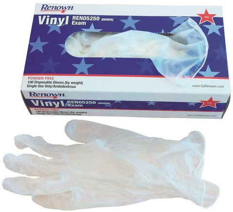 Renown&reg; Large Vinyl Exam Gloves, Powder-free, 100 Gloves Per Box