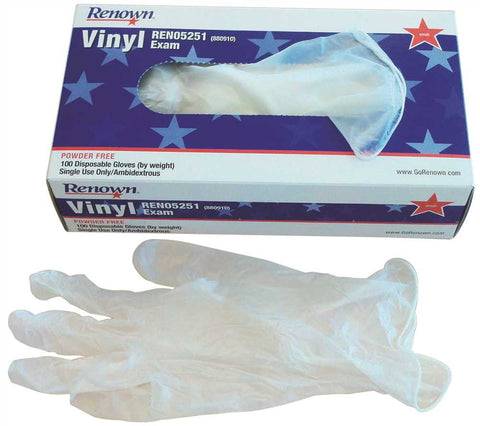 Renown&reg; Disposable Powder-free Vinyl Exam Gloves, Small, 5 Mil, 100 Gloves Per Box