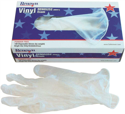 Renown&reg; Disposable Powder-free Vinyl Exam Gloves, Extra-large, 5 Mil, 100 Gloves Per Box