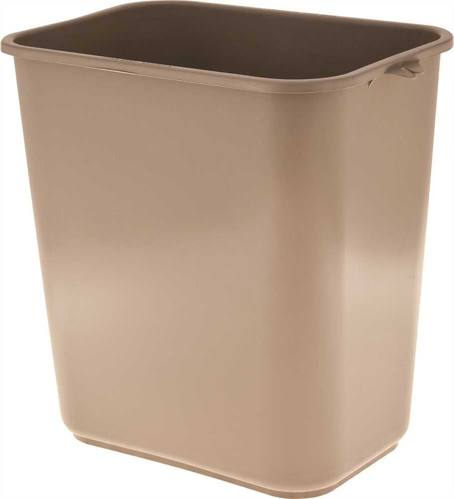 Pinch'm&reg; Plastic Trash Can, Beige, 28 Quarts