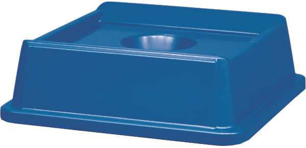 Untouchable&reg; Bottle And Can Recycling Container Top For 50-gallon Containers, Blue, 20-1-8x20-1-8x6-1-4"