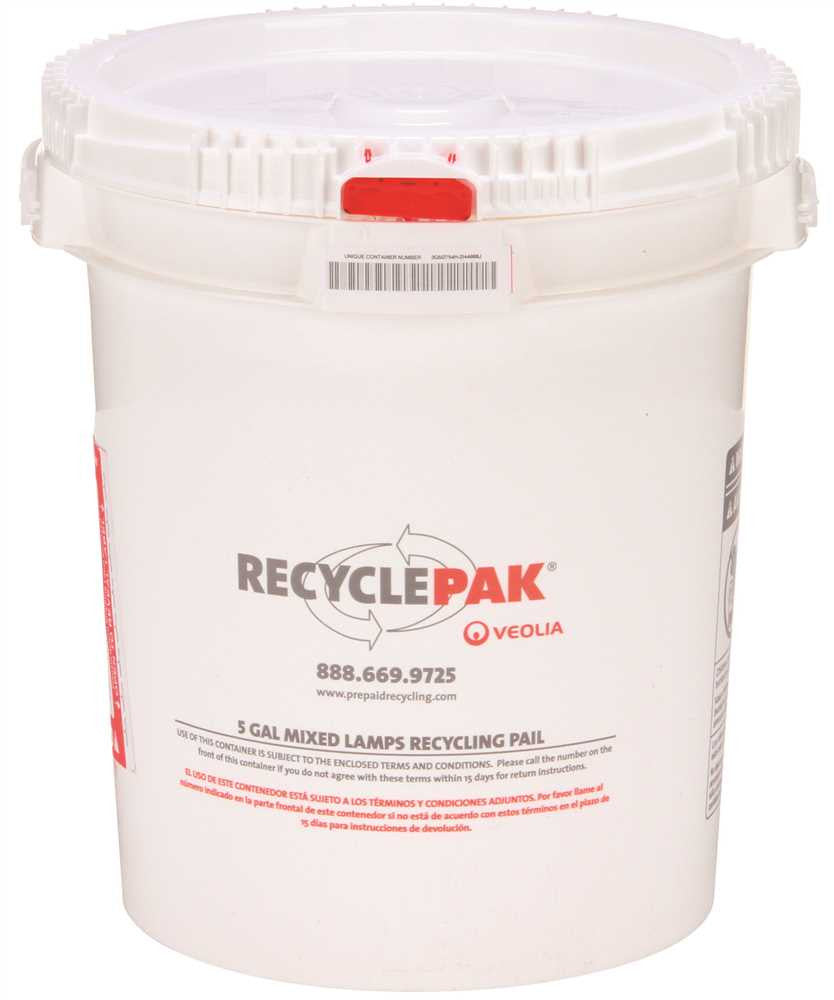 Recyclepak&reg; Prepaid Mixed Lamp Recycling Pail, 5 Gallon