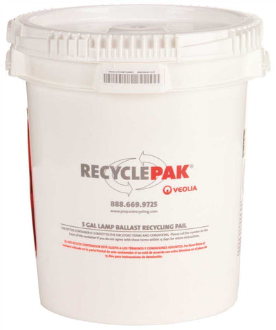 Recyclepak&reg; Prepaid Lamp Ballast Recycling Pail, 5 Gallon