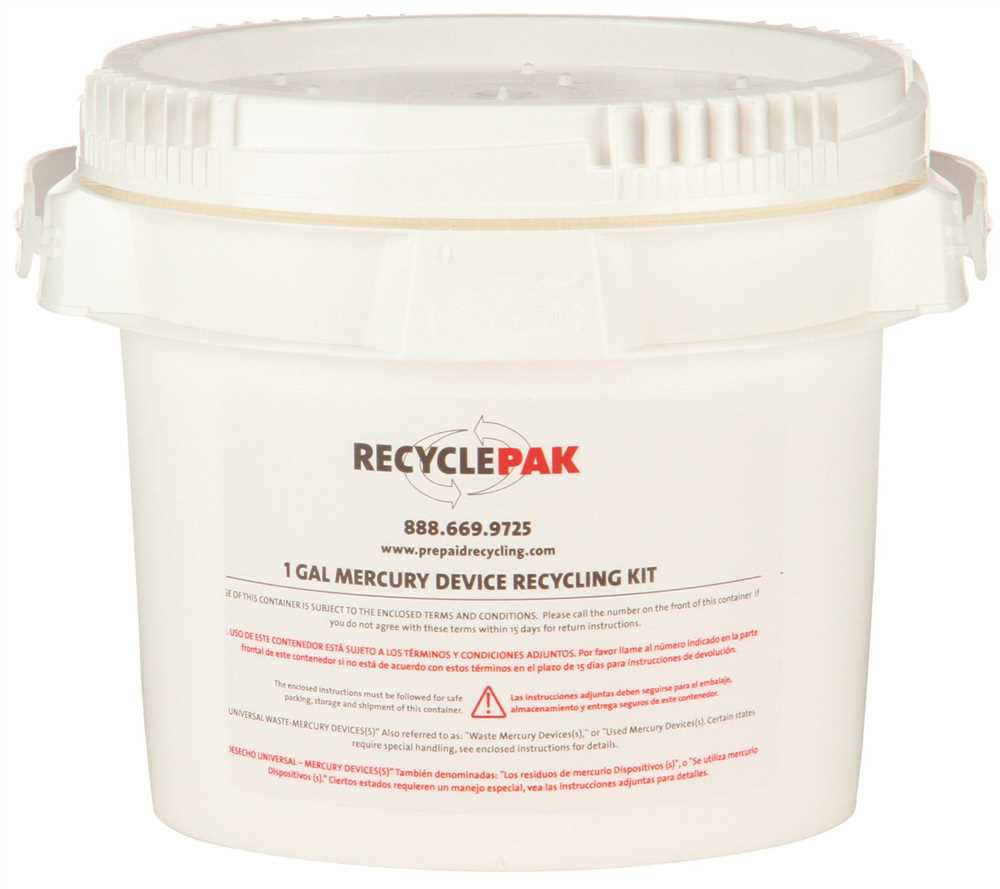 Recyclepak&reg; Prepaid Uw Mecury Devices Recycling Pail, 1 Gallon