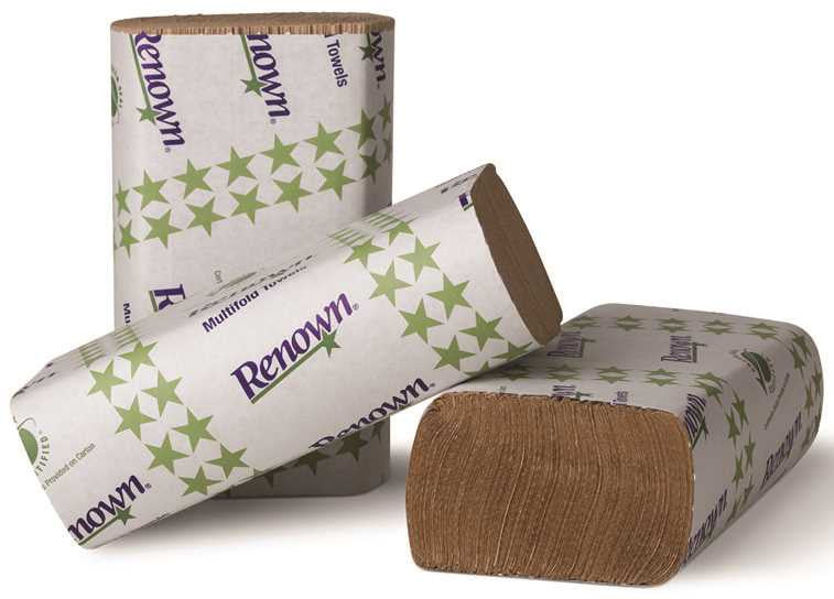 Renown&reg; Multifold Paper Towels, Natural, 9-1-8x9-1-2 In., 16 250-count Packs Per Case