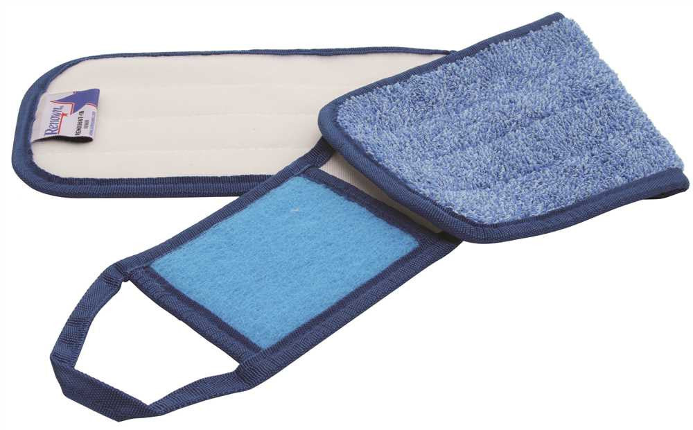 Renown&reg; Microfiber Damp Mop Pad With Scrub Flap, 18", Blue