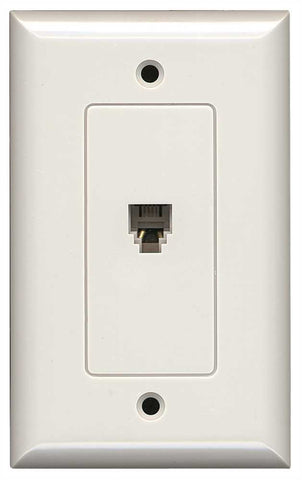 Phone Jack Modular With Wall Plate, White, 1 Piece