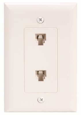 Phone Jack Modular With Wall Plate 1 Piece White