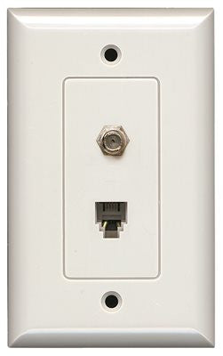 Phone Jack And F Connector Wall Plate White