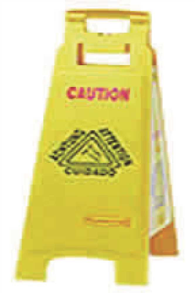 Floor Sign Multi-lingual "caution" 4-sided Yellow