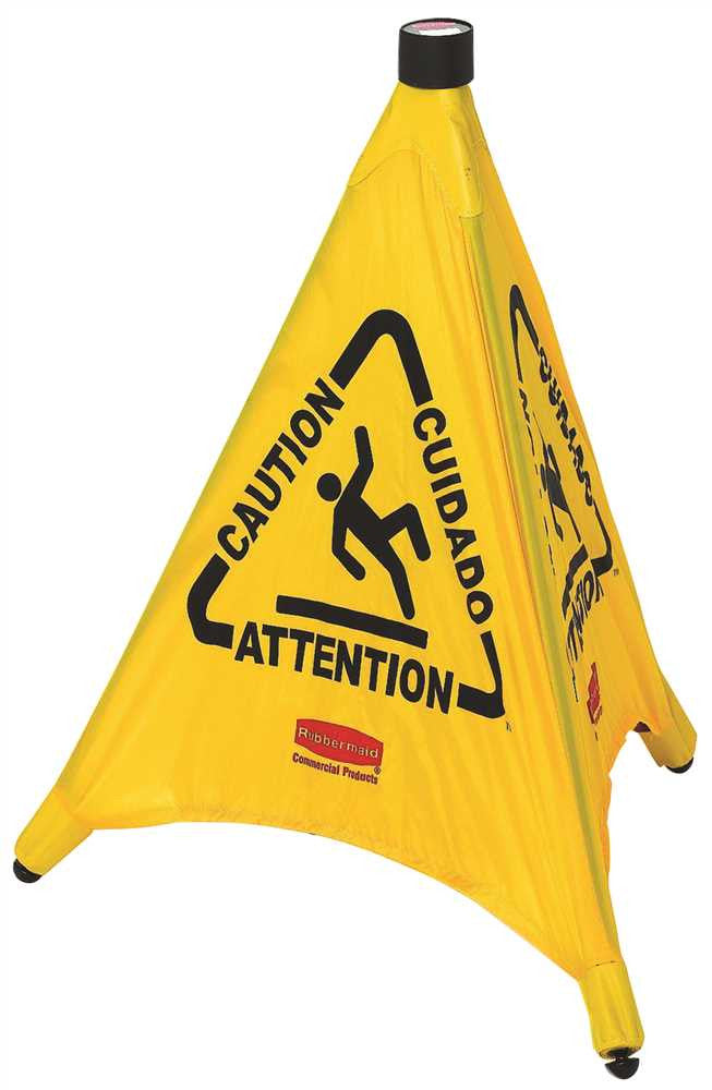 Safety Cone Pop Up Multi Lingual "caution" 20 In Yellow