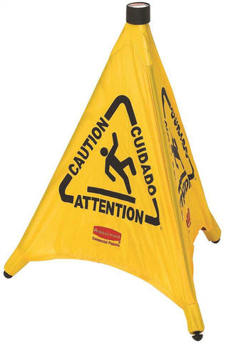 Safety Cone Pop Up Multi Lingual "caution" 30 In Yellow