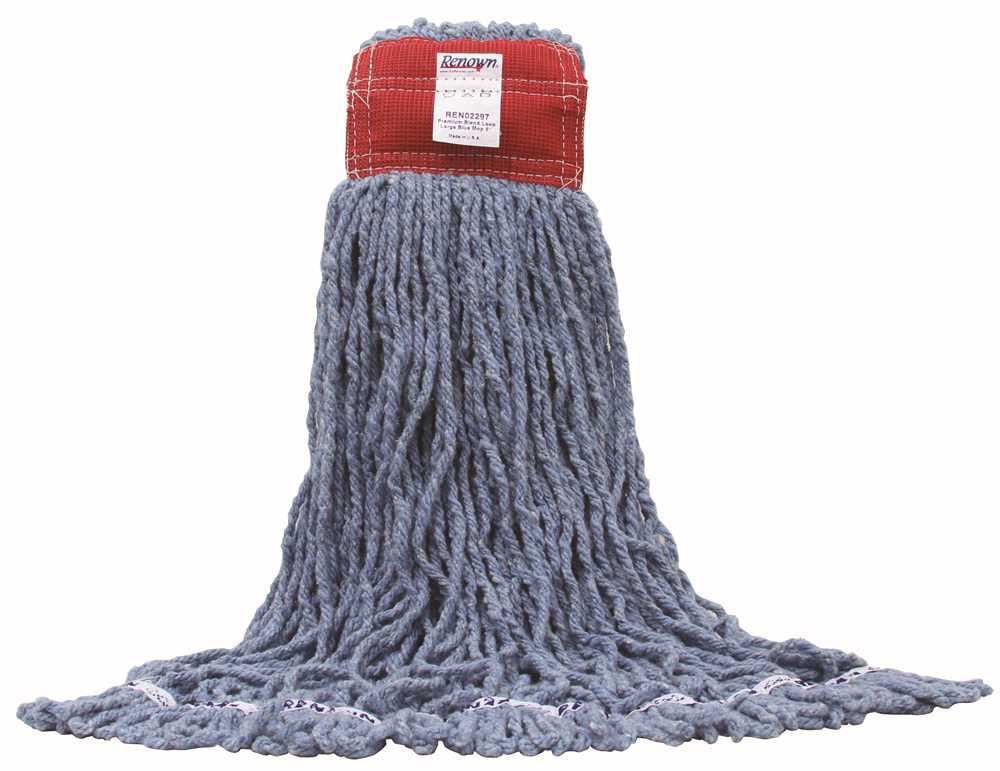 Renown&reg; Premium Blend Shrinkless Loop Wet Mop, Large, Blue, 5"