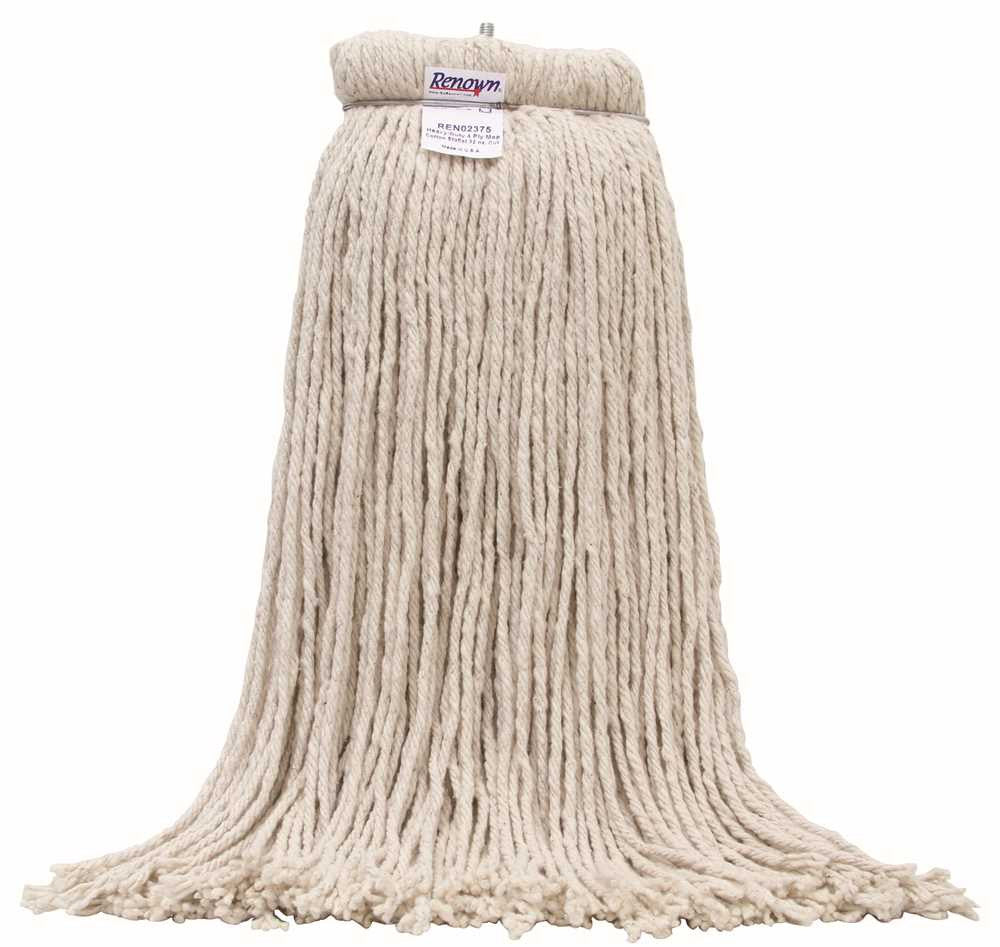 Renown&reg; Heavy-duty Cotton Stayflat Cut-end Wet Mops, 32 Oz